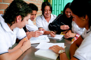 Students studying together.